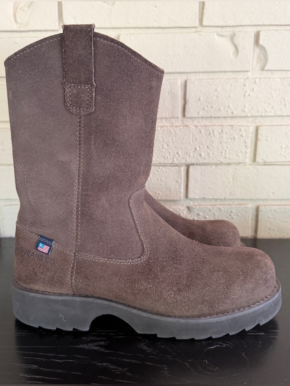 Polo Jeans Co. Ralph Lauren Boots Mens Size 8 Brown Suede Biker Western Modern